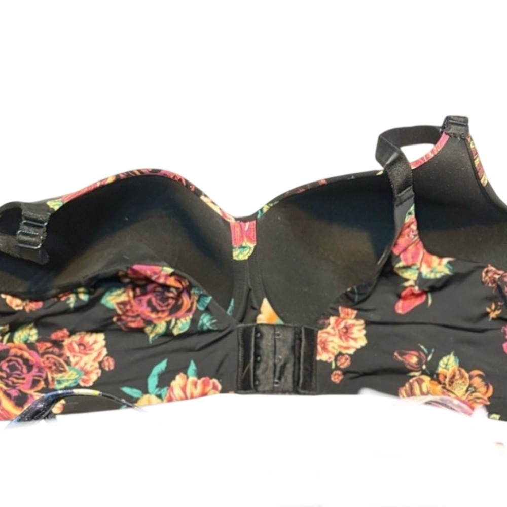 Torrid bra Back Smoothing lightly-lined full coverage bra black floral print 42c - Picture 2 of 8